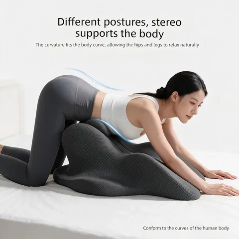 Adjusting the TryDoggy Intimacy Pillow to find a comfortable support position